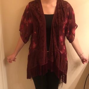 Maroon sheer swim cover up